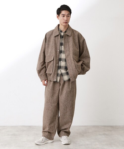 【ぴま様】✴︎予約商品です THE SHOP TK パンツ ツイードワイドパンツ 「洗濯機OK／セットアップ可