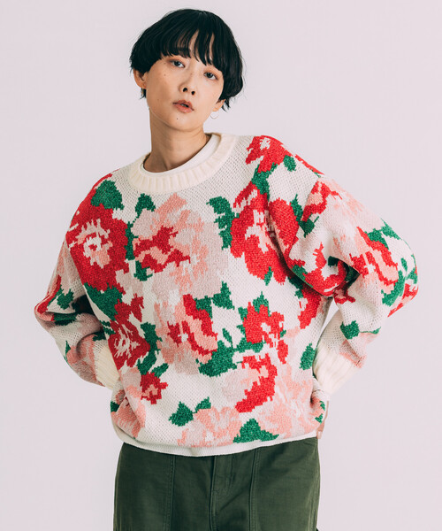 COMME des GARÇON 花柄ニットセーター 最 安値 価格ファッション - コム・デ・ギャルソン 花柄ニットtricot