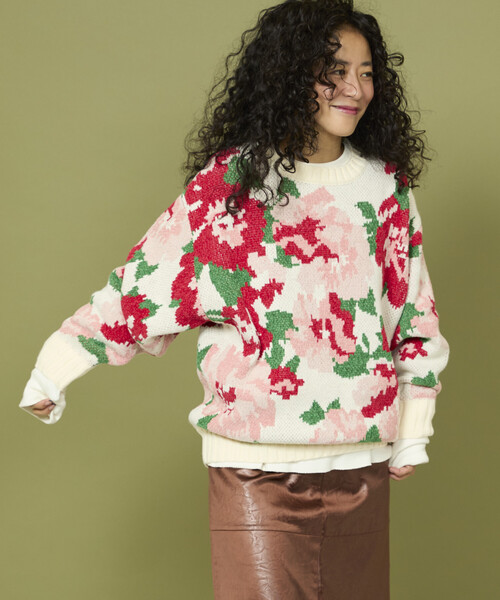 Freada（フリーダ） ニット セーター モールヤーン花柄ニット