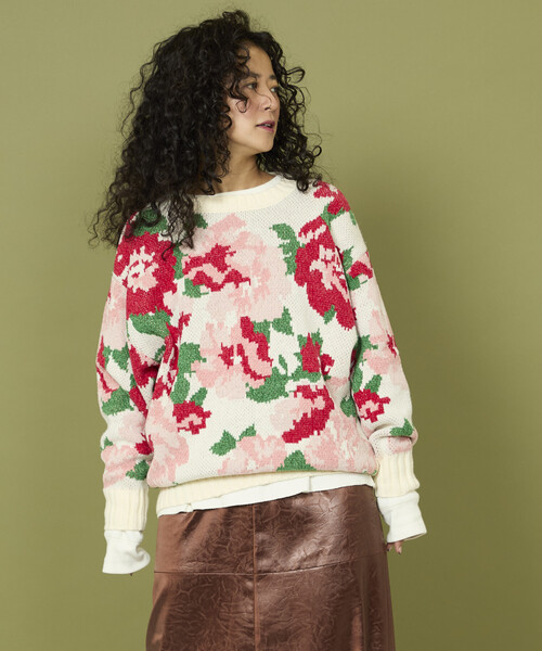 Freada（フリーダ） ニット セーター モールヤーン花柄ニット