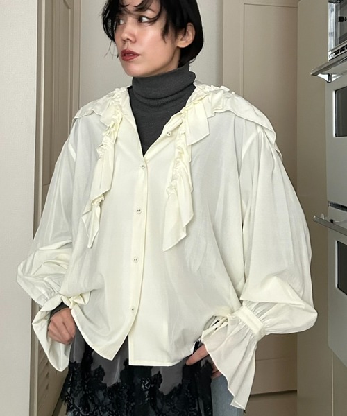 Henon. ブラウス シャツ FRILL GATHER BLOUSE レディース : ZOZOTOWN