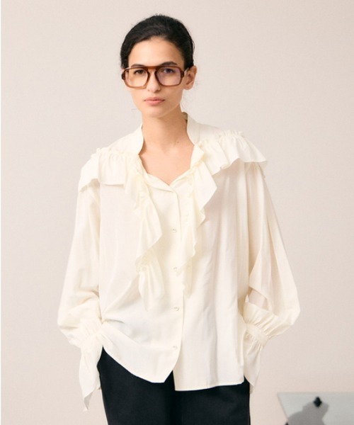 Henon. ブラウス シャツ FRILL GATHER BLOUSE レディース : ZOZOTOWN