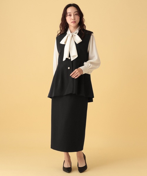 【新品＊未使用＊タグ付】Elura＊入卒＊セレモニー＊通勤＊ダブルクロスジレ＊黒 Elura（エルーラ） ベスト ジレ 入学式 卒業式 ダブルクロスジレ