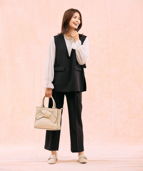 ジャケット・ベスト・パンツセット　ウォッシャブル　ストレッチ GLOBAL WORK（グローバルワーク） パンツドレス ストレッチベスト