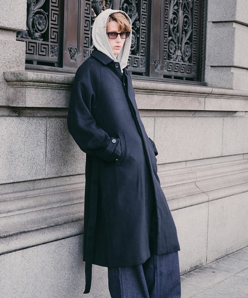 定価57,200円 OR GLORY バルマカーンコート L ステンカラーコート Regen Glanz ステンカラーコート コート wool balmacaan long coat