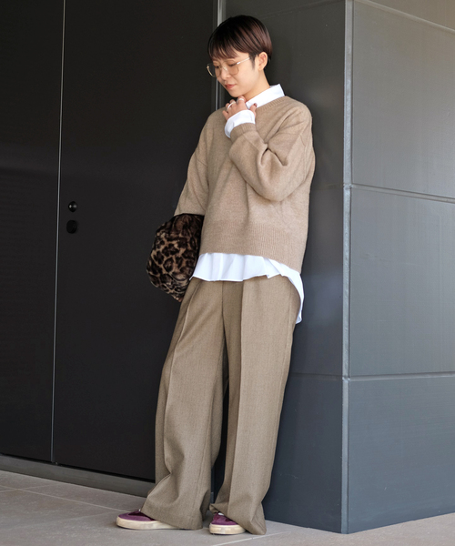 「AP STUDIO」 長袖ニット FREE ブラウン レディース_画像4