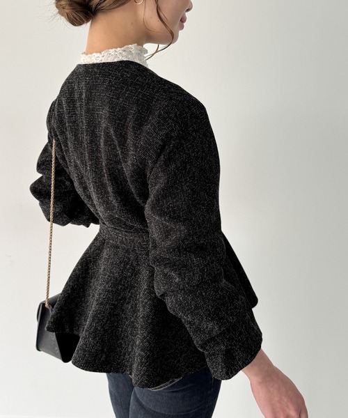 「JUNOAH」 ノーカラージャケット MEDIUM オフホワイト レディース_画像9