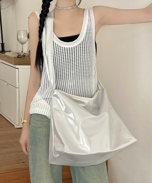 「DIAVEL」 トートバッグ F シルバー レディース_画像6