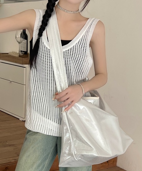 「DIAVEL」 トートバッグ F シルバー レディース_画像7