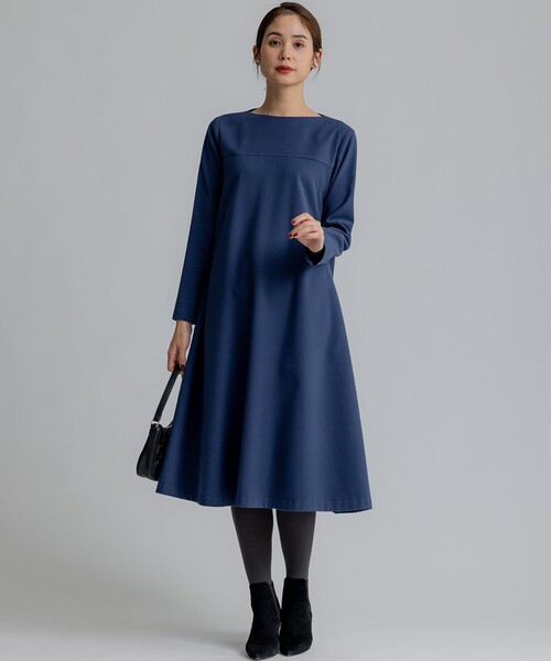 「組曲」 長袖ワンピース 3 ネイビー レディース_画像9
