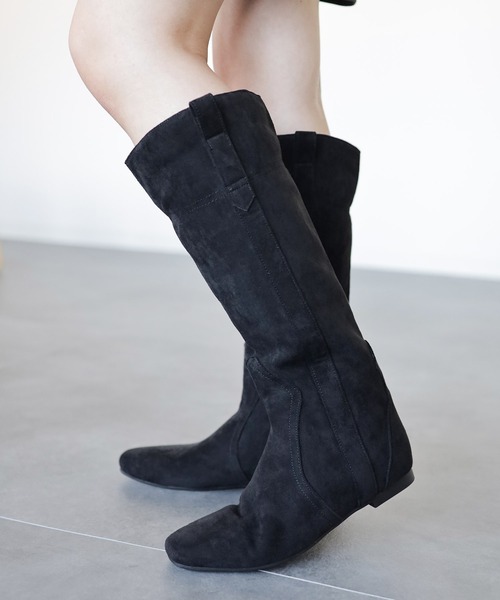 SESTO（セスト） ブーツ まっすぐシルエットスエードロングブーツ