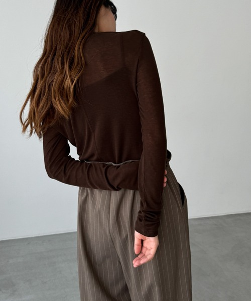 「CANAL JEAN」 長袖カットソー ONE SIZE チャコールグレー レディース_画像6