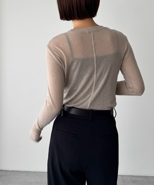 「CANAL JEAN」 長袖カットソー ONE SIZE チャコールグレー レディース_画像9