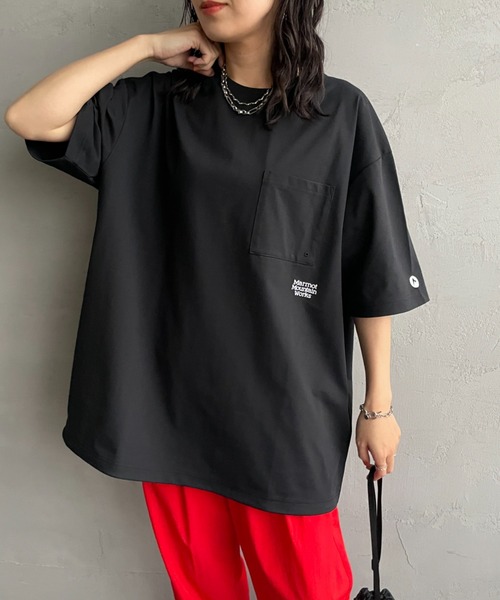 ★新品級　マックスマーラー❤︎カットトビードットシャツ✨ロゴボタン❤︎ゆったり　XL Marmot（マーモット） uvカット tシャツ 半袖 別注 ドローコード付き