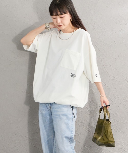 Marmot（マーモット） tシャツ 半袖 別注 ドローコード付き ポケット