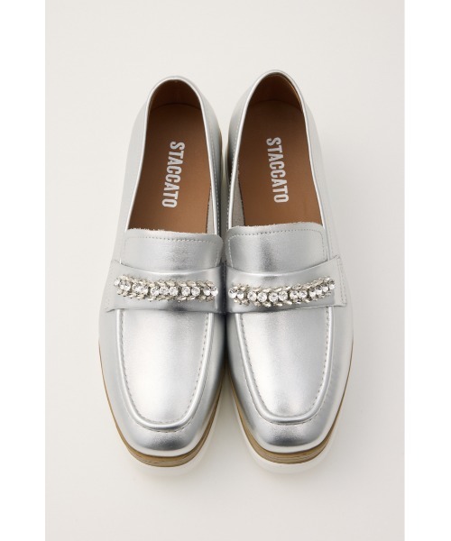 STACCATO×JEREMY SCOTT スタッズローファー シルバー STACCATO（スタッカート） ローファー オーリンベルトプラットフォーム