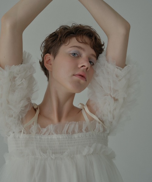 美品 ♡ honey mi honey ♡ チュール　ブラウス HONEY MI HONEY（ハニーミーハニー） ブラウス シャツ tulle puff
