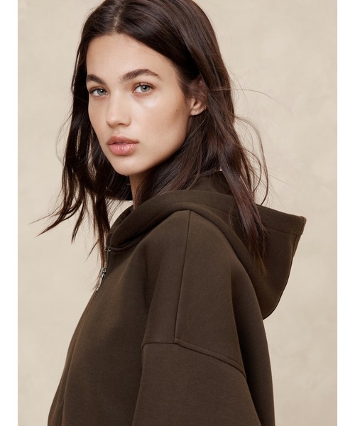 「BANANA REPUBLIC FACTORY STORE」 ジップアップパーカー S ブラウン レディース_画像4