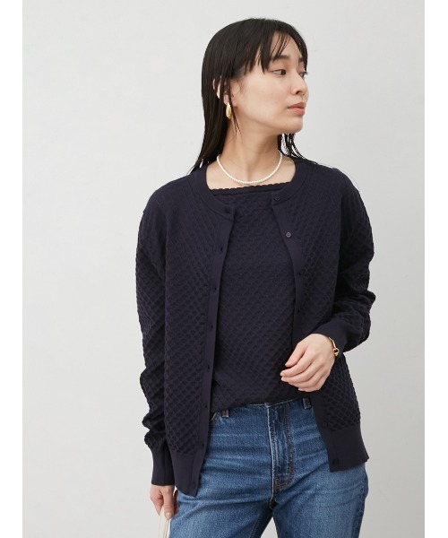 「Mila Owen」 ニットカーディガン 0 ネイビー レディース_画像3