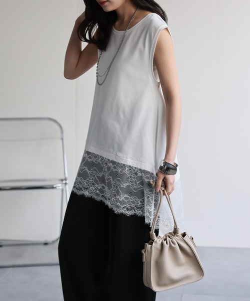 トップス AP ap retro tシャツ 裾レースドッキングノースリTeeシャツ / トップス