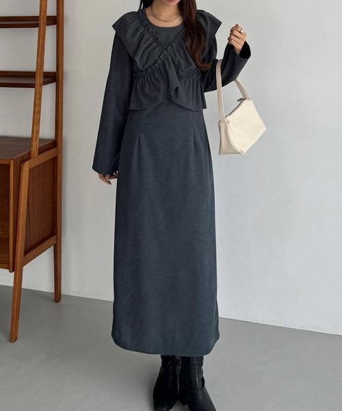 「callautia」 長袖ワンピース SMALL ダークブラウン レディース_画像6