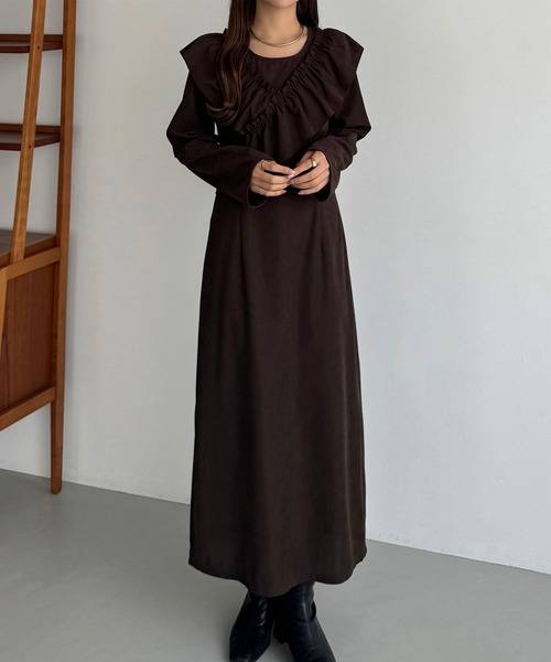 「callautia」 長袖ワンピース SMALL ダークブラウン レディース_画像8