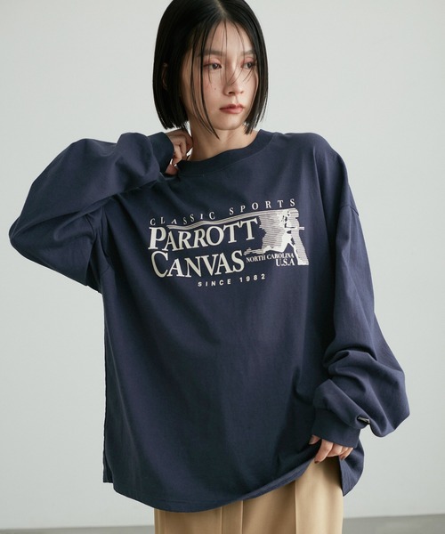 「PARROTT CANVAS」 長袖カットソー FREE ネイビー レディース_画像9