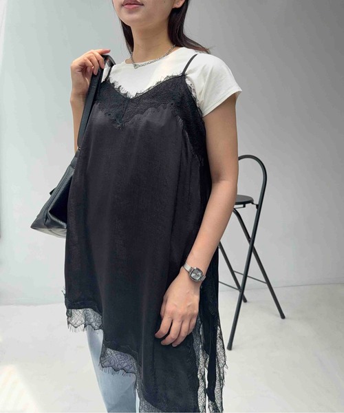 美品✨ ビアズリー レース裏毛チュニック アシンメトリー 変形ブラウス 切替 黒 AS KNOW AS（アズノゥアズ） チュニック アシンメトリー 裾レース