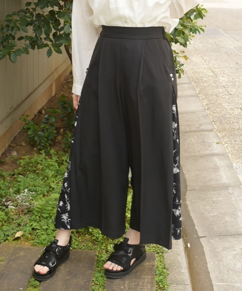 axes femme（アクシーズ ファム） ワイドパンツ パンツ サイド花柄切替