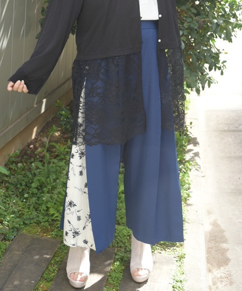 axes femme（アクシーズ ファム） ワイドパンツ パンツ サイド花柄切替