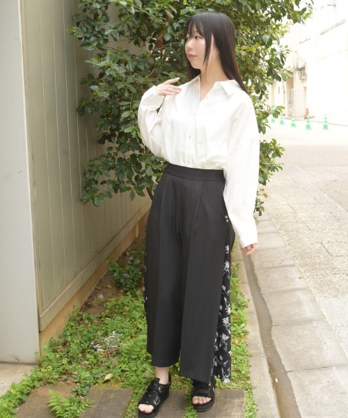 axes femme（アクシーズ ファム） ワイドパンツ パンツ サイド花柄切替