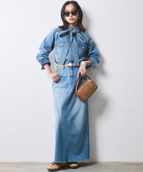 「CHIC STYLE」 長袖シャツ M ライトブルー レディース_画像6