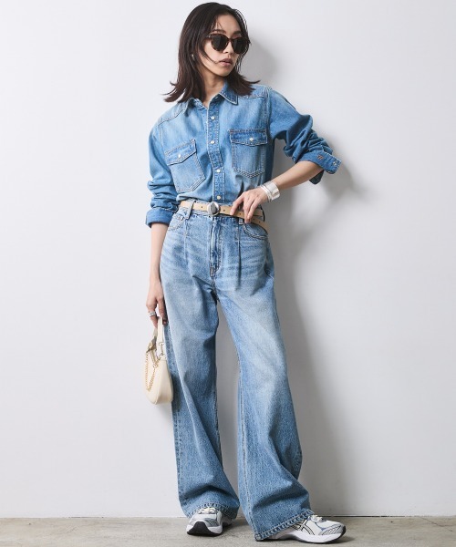 「CHIC STYLE」 長袖シャツ M ライトブルー レディース_画像9