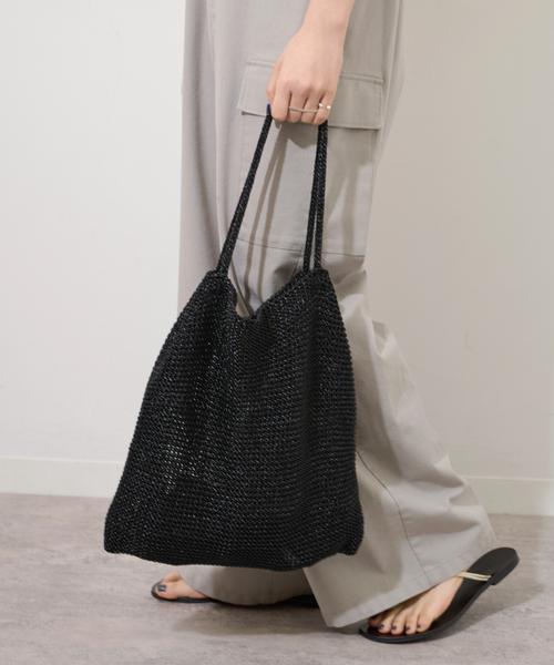 トートバッグ 「追加」RELUME ラメアミトートバッグ レディースの画像