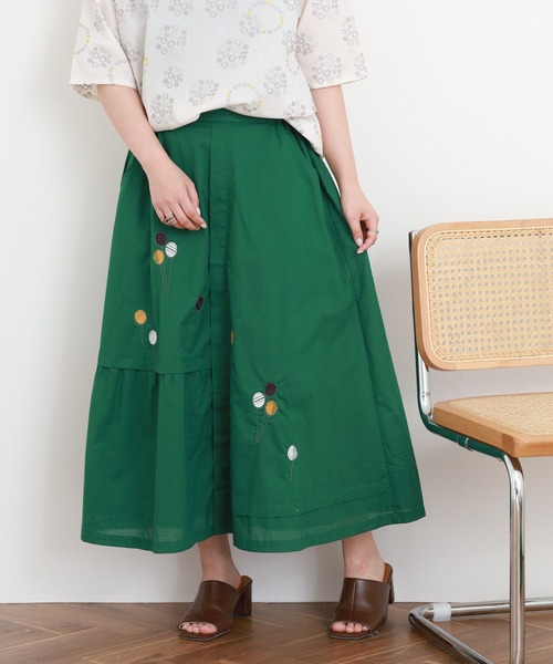 イマゴ　emago 花柄　バルーンスカート リネン　ウエストゴム　ゆったり Emago（イマゴ） スカート 夏 バルーン刺繍スカート : ZOZOTOWN Yahoo