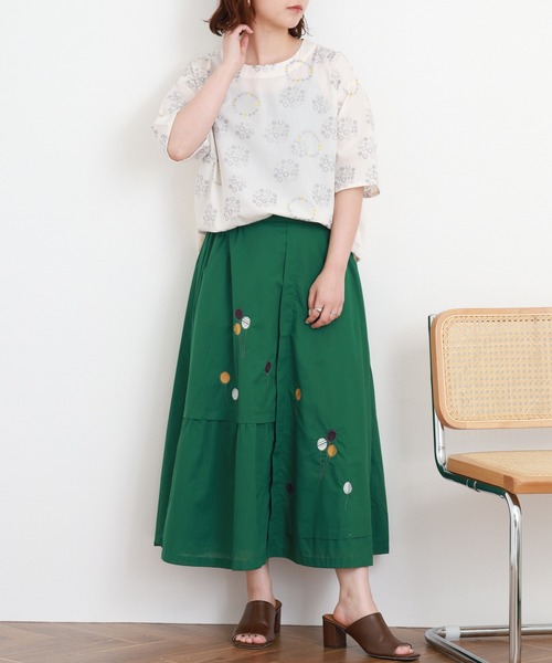イマゴ　emago 花柄　バルーンスカート リネン　ウエストゴム　ゆったり Emago（イマゴ） スカート 夏 バルーン刺繍スカート : ZOZOTOWN Yahoo
