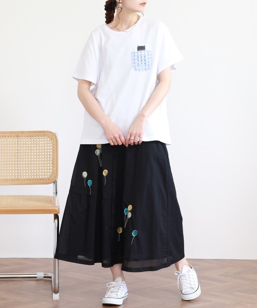 イマゴ　emago 花柄　バルーンスカート リネン　ウエストゴム　ゆったり Emago（イマゴ） スカート 夏 バルーン刺繍スカート : ZOZOTOWN Yahoo