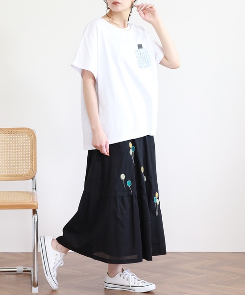 イマゴ　emago 花柄　バルーンスカート リネン　ウエストゴム　ゆったり Emago（イマゴ） スカート 夏 バルーン刺繍スカート : ZOZOTOWN Yahoo