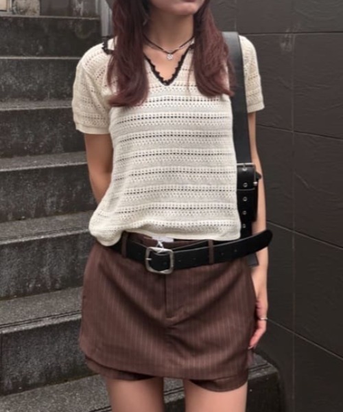 MOUSSY（マウジー） ポロシャツ ポロ CROCHET LIKE POLO トップス