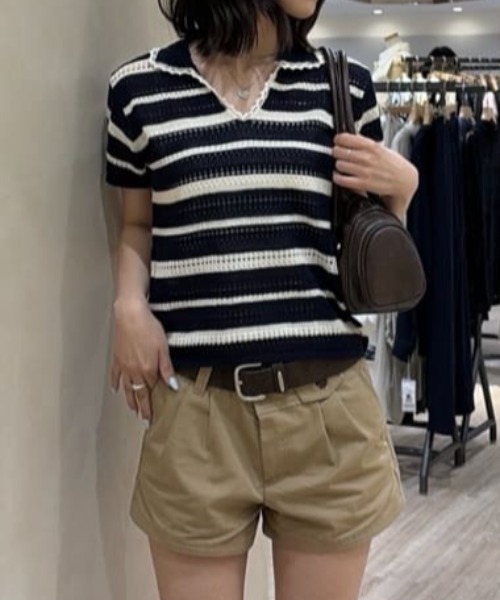 MOUSSY（マウジー） ポロシャツ ポロ CROCHET LIKE POLO トップス