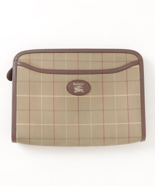 希少品 バーバリー クラッチバッグ ホースロゴ レザー ネイビー ヴィンテージ BURBERRY（バーバリー） クラッチバッグ - ベージュ レディース