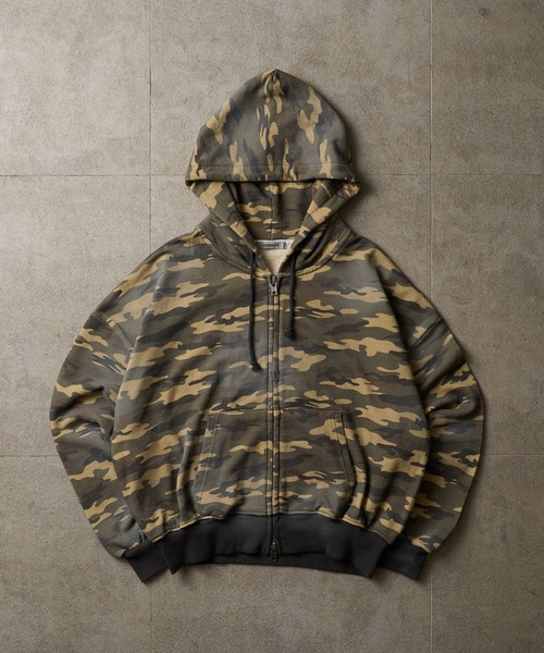 ADAMASTE パーカー Double Zip-Up Short Hoodie Camo - 迷彩ダブル