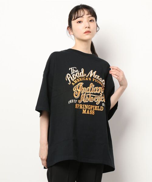 45R インドカディの刺繍de Tシャツ INDIAN（インディアン） tシャツ 「INDIAN」刺繍+プリント オーバー