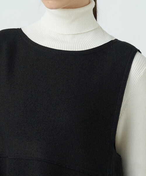 TOMORROWLAND リングニット フロンタブルドレス ネイビー 36サイズ