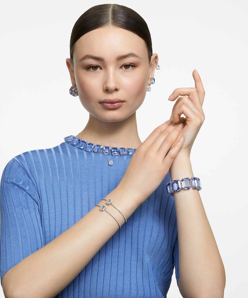 Una バングル オクタゴンカット ブルー SWAROVSKI ブレスレット 「公式」「スワロフスキー」Una