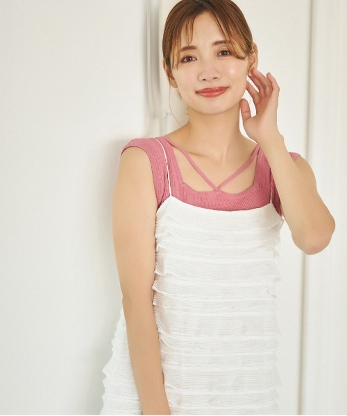 mysty woman ニット セーター ストリング前後2WAYリブニット