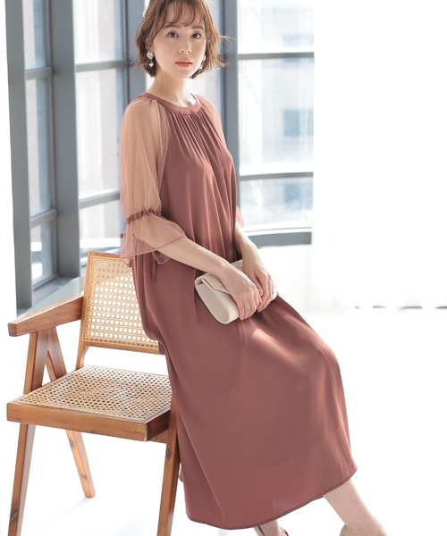 最終値下げ‼️結婚式パーティードレスバックリボンロング&袖ありお呼ばれフォーマル セール】結婚式 パーティードレス バックリボンロング&袖あり