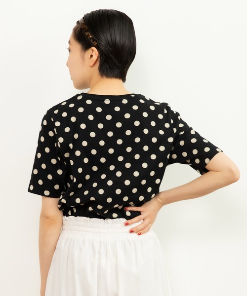 tシャツ フライスドットプリント　5分袖プルオーバー レディース CHILD WOMAN tシャツ フライスドットプリント 5分袖プルオーバー