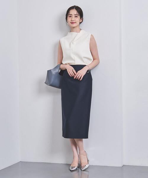 UNITED ARROWS スカート ウール シルク ツイル ハイウエスト