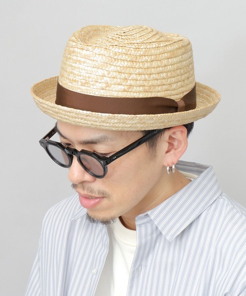 Basiquenti 帽子 ハット 麦わら ポークパイハット メンズ